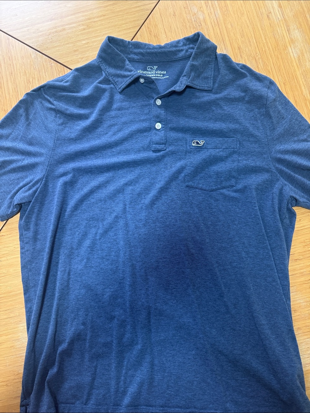 Vineyard Vines Men's Heather Navy Polo with Chest Pocket